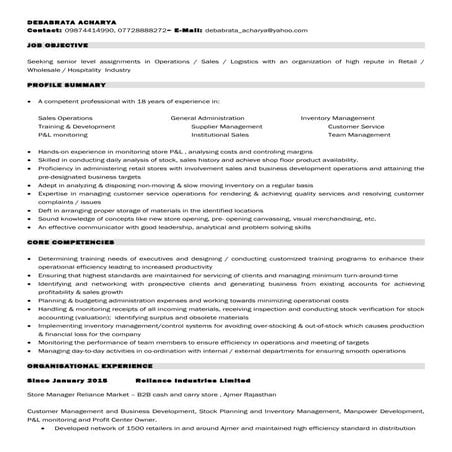 Resume Debabrata Acharya 2016