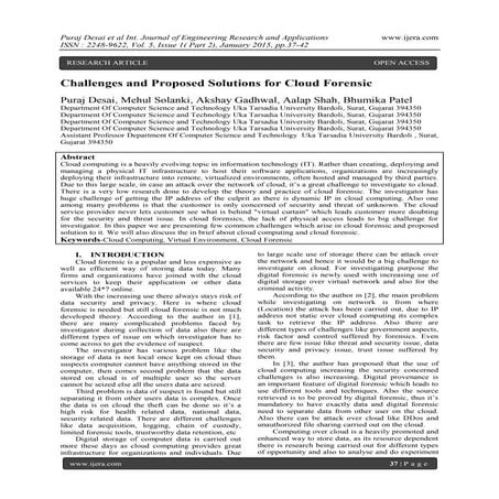 Challenges and Proposed Solutions for Cloud Forensic
