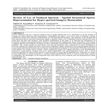 Review of Use of Nonlocal Spectral – Spatial Structured Sparse Representation...