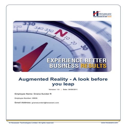 Augmented Reality - A look before you leap