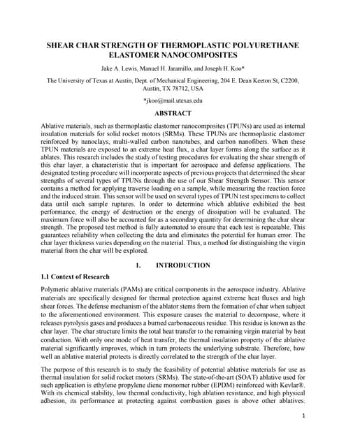 SHEAR CHAR STRENGTH OF TPUNS