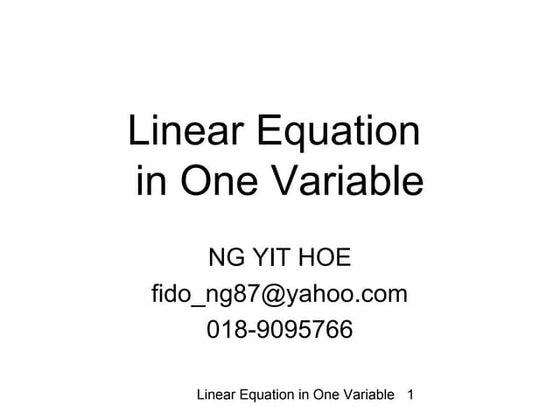 Linear equtions with one variable | PPTX