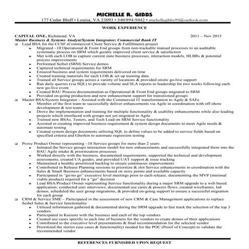 Michelle Gibbs Resume