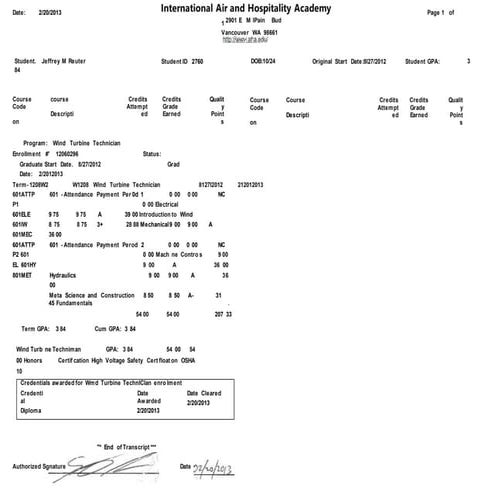NW-REI Transcript | DOCX | Student Financial Aid | Financial Assistance