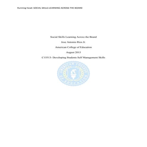 Social Skills Learning Across the Board