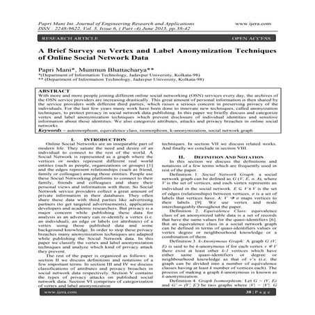 A Brief Survey on Vertex and Label Anonymization Techniques of Online Social ...
