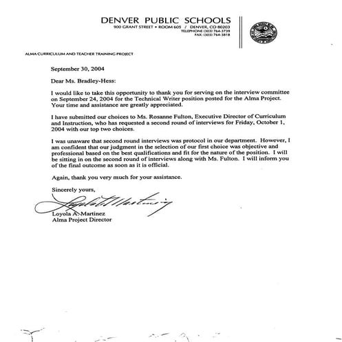 Loyola Martinez thank you letter