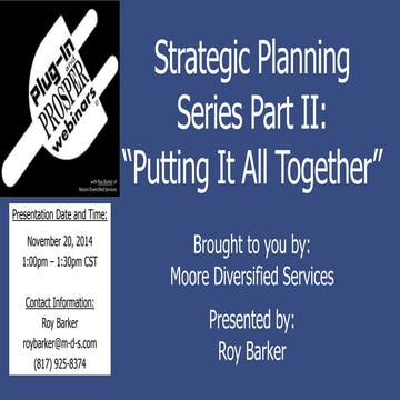 Strategic Planning Series Part II 2014