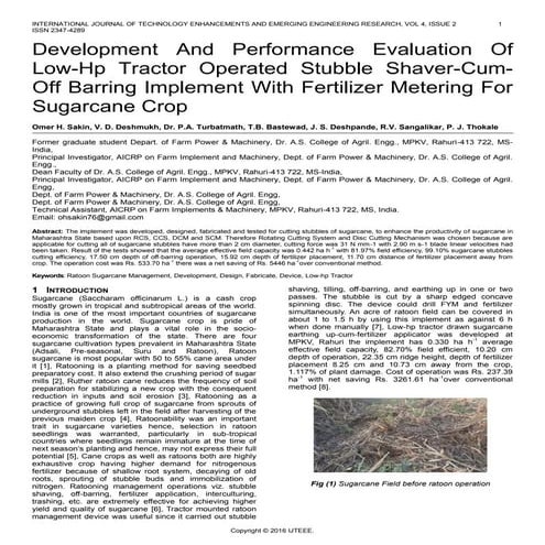 Sugarcane Ratoon Manager Device