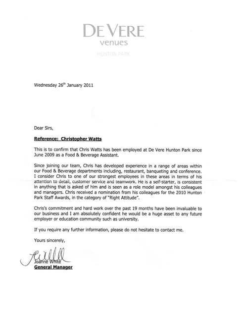 Hunton Park Letter of Comendation | PDF