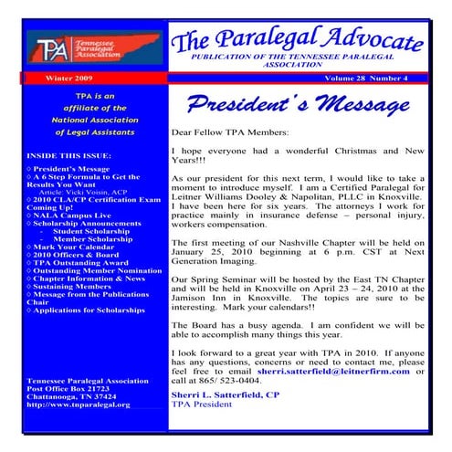 2009-04-Winter-The Paralegal Advocate