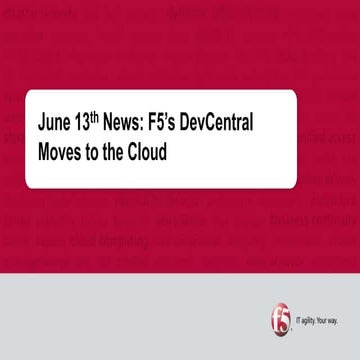 F5 DevCentral to the Cloud