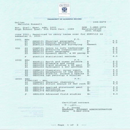 University of Otago - Academic Transcript.PDF