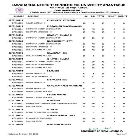 III YEAR B.TECH. I SEM (R07) SUPPLE. NOV-2012