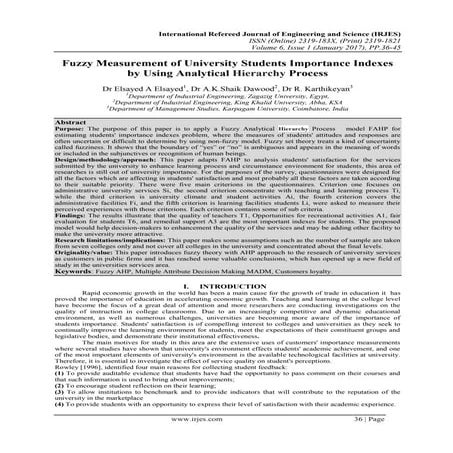 Fuzzy Measurement of University Students Importance Indexes by Using Analytic...