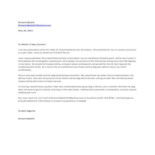 Richard Pet Reference | DOCX