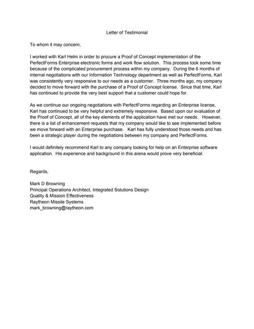 Crawford House - Testimonial Letter | PDF
