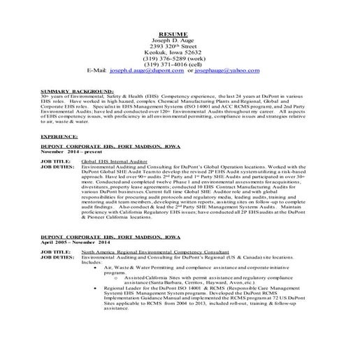 RESUME - Joseph Auge