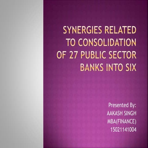 Synergies Related To Consolidation of 27 Public Sector