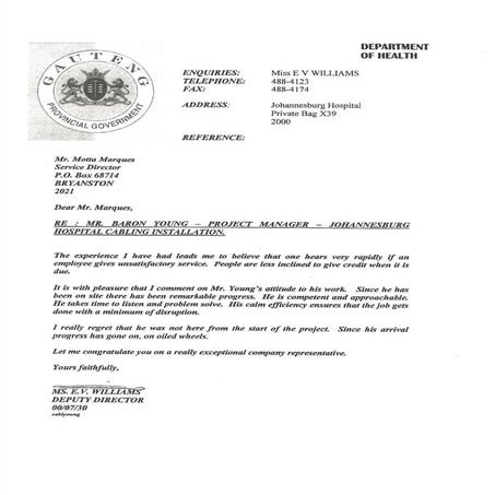 Department of Health Reference Letter | PDF