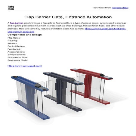 Flap Barrier Gate, Entrance Automation system | PDF