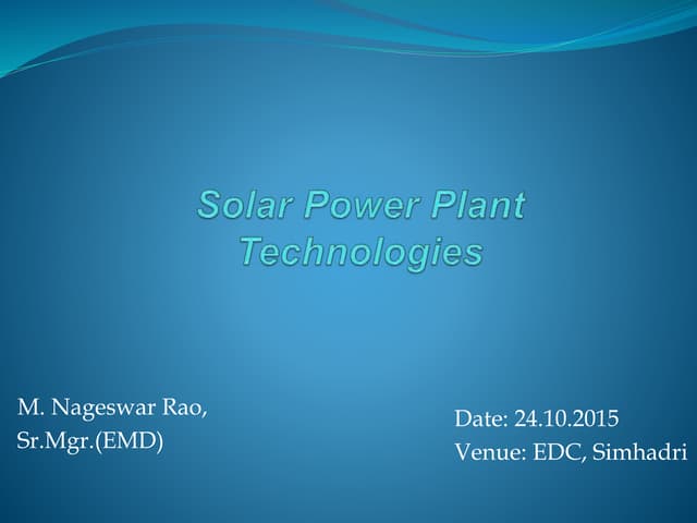 1. Solar Power Plant Technologies