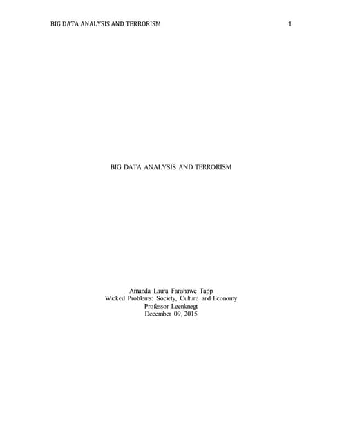 Big Data Analysis and Terrorism