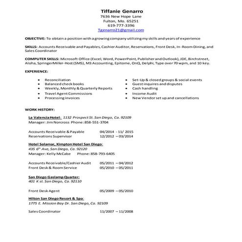 Tiffanie Genarro Resume