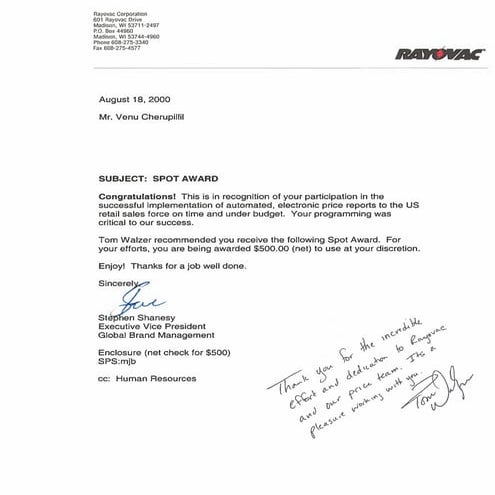 Rayovac Corp - Sport Award 2000