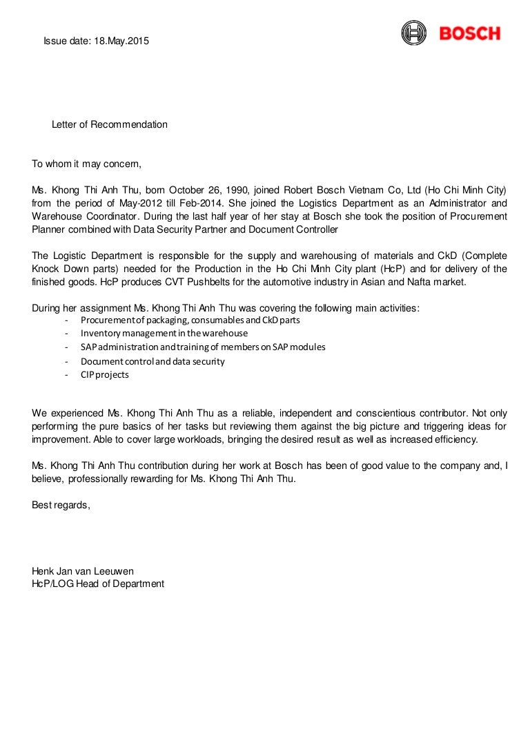 recommendation letter cover letter for letter of recommendation