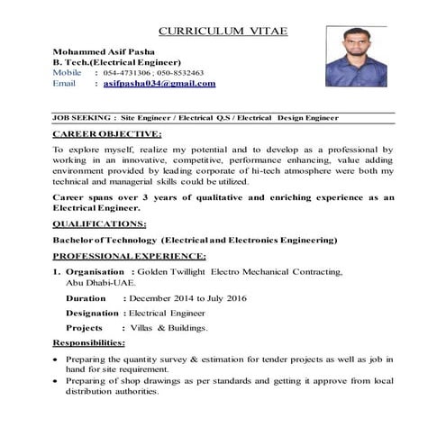 Electrical Engineer CV