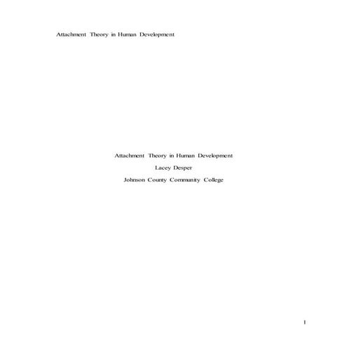Attachment Theory in Human Development