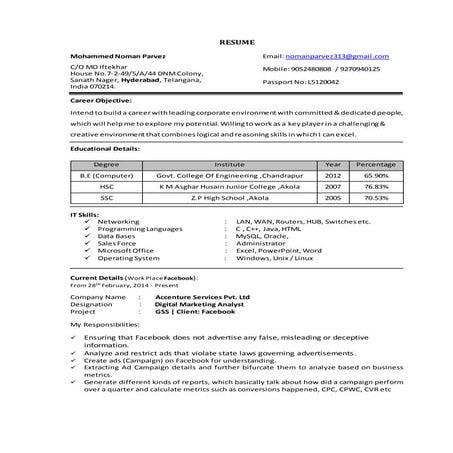 Noman Resume  Data Analyst