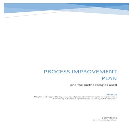 Process Improvement Plan by Barry Botha