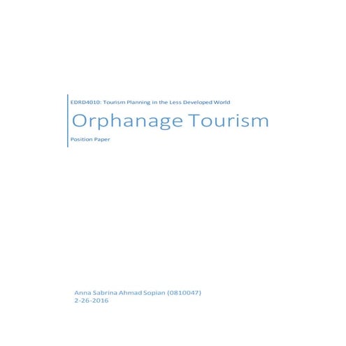 Introduction to Orphanage Tourism