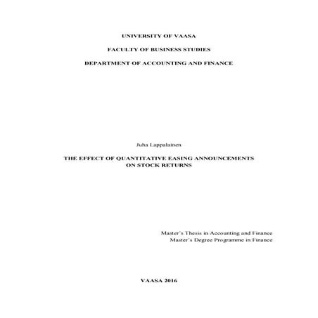 The Effect of Quantitative Easing Announcements on Stock Returns