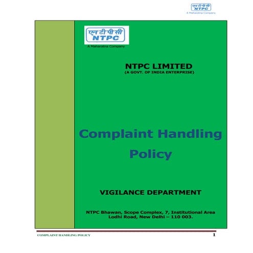 Complaint Handling Policy Vigilance