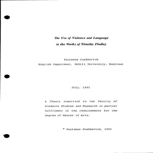 The use of violence and language in the works of Timothy Findley | PDF