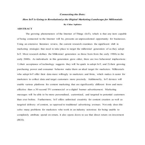 Abstract for Connecting the Dots - Senior Thesis