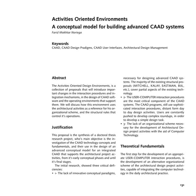 Activities Oriented Design Environments
