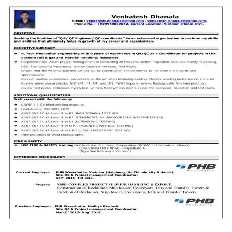 venkatesh QC resume.
