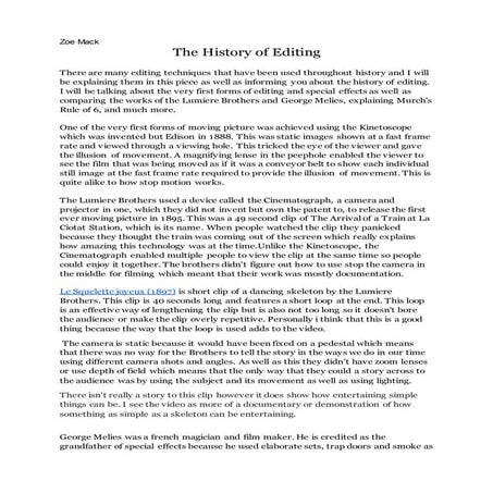 The History of Editing - Assignment