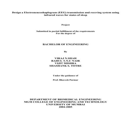 Design a EEG transmission and receving system using infrared waves for states...