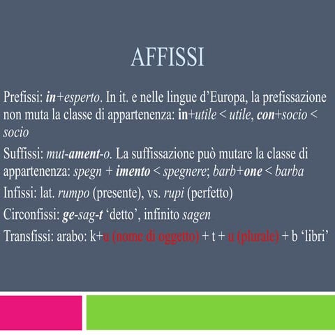 Tipi posizionali di morfemi