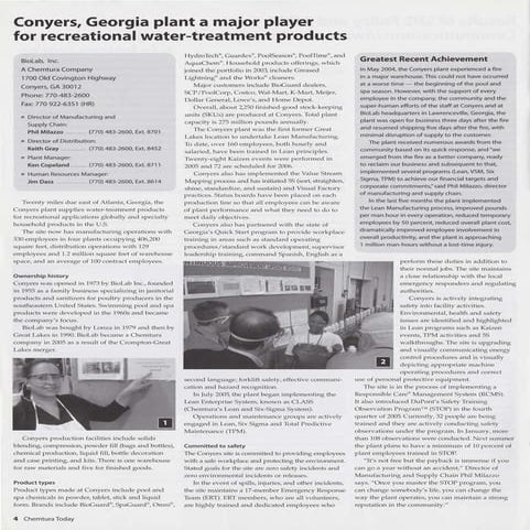Chemtura Today January-February 2006 - Conyers showcase plant