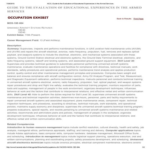 ACE 15E Guide to the Evaluation of Educational Experiences in the Armed Services