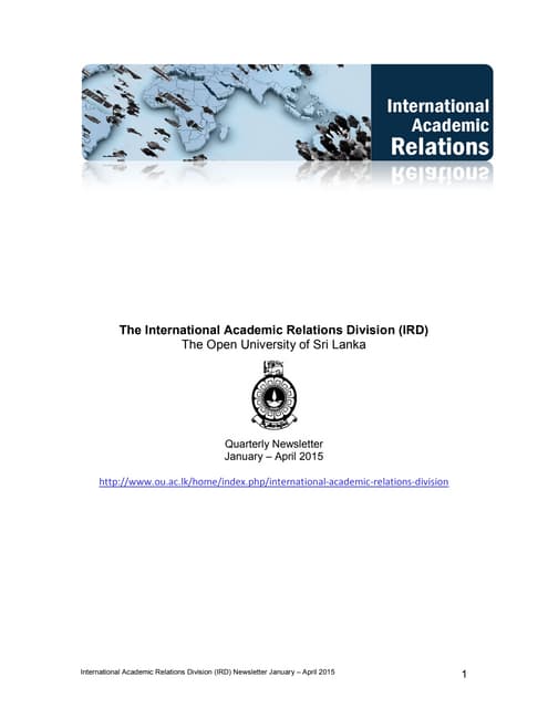 IRD Newsletter January - April 2015