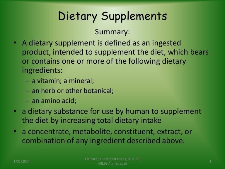 Part 5 Dietary Supplements H Tripathi