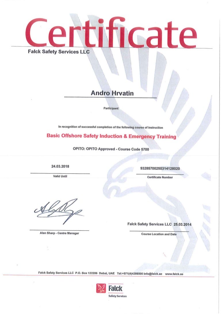 BOSIET Certificate BOSIET Certificate