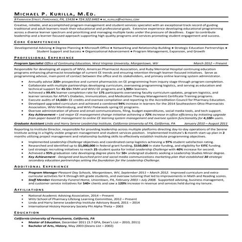 Updated Resume of Michael Kurilla